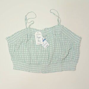 Women's Juniors' HIPPIE ROSE Light Jade Gingham Woven Halter Cami  X-Large NWT